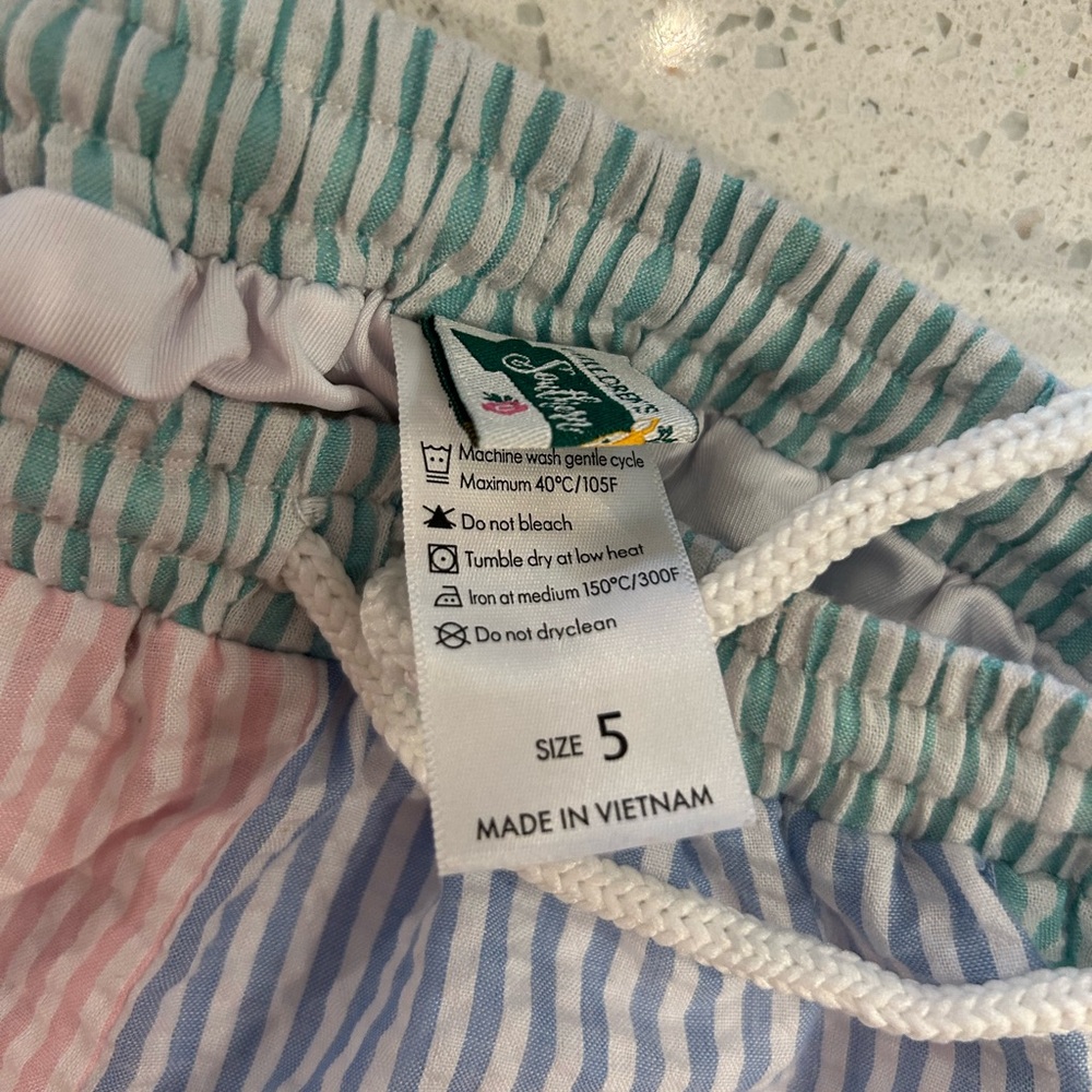 Colorful Striped Kids Swim Trunks with R monogram - Picture 3 of 3